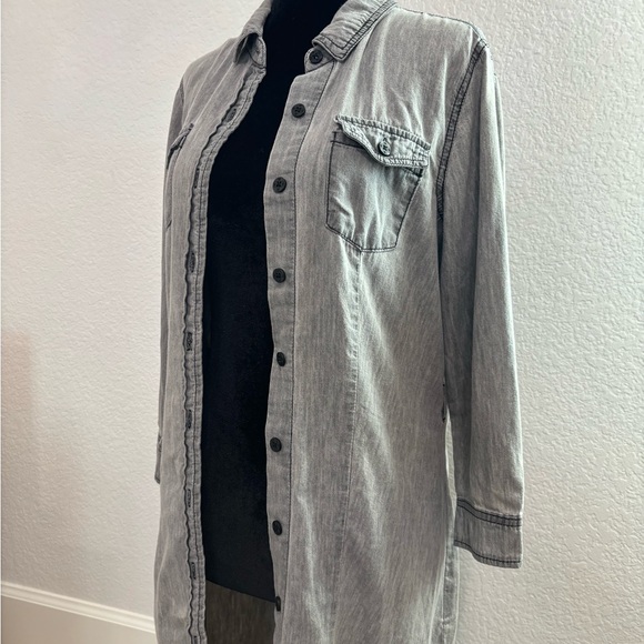 Ci Sono Women's Gray Long Denim Jacket - Picture 2 of 12